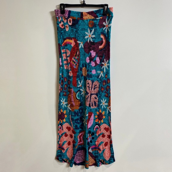 FARM for Anthropologie Floral Turquoise Maxi Skirt NEW! - Picture 3 of 11
